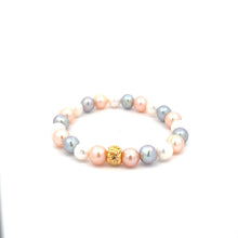Load image into Gallery viewer, 18K Gold Money Bag Stretch Bracelet Gemstones Natural Freshwater Multicolor Pearl 6.5mm - 7.5mm - Rafant
