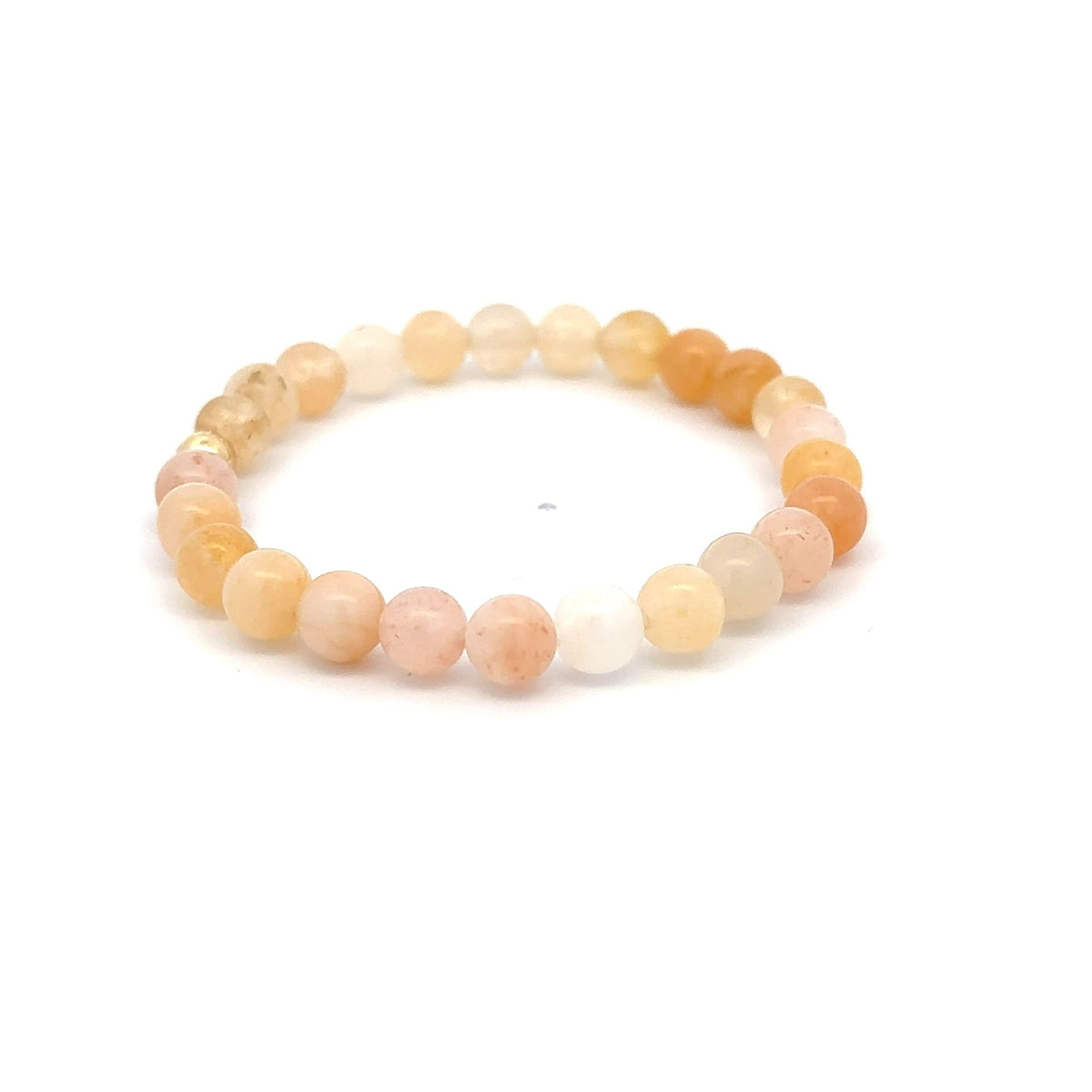 Natural Aventurine Multicolor 6mm Stretchable Bracelet 18k Gold Bead Charm - Rafant