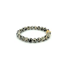 Load image into Gallery viewer, 18K Gold Money Bag Lucky Charm Beads Bracelet Gemstones Dalmatian Jasper 8mm - Rafant