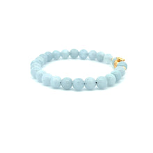 Load image into Gallery viewer, 18K Gold Money Bag Lucky Charm Beads Bracelet Gemstones Aquamarine 6mm - Rafant
