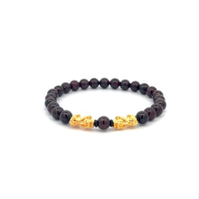 Load image into Gallery viewer, 18K Gold Dragon Pixiu Double Piyao Lucky Charm Bracelet Gemstones Birthstones 6mm Choose a Month - Rafant