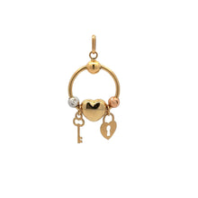 Load image into Gallery viewer, 18K Gold Pendant Charm Heart Keys Beads 2.27 grams - Rafant
