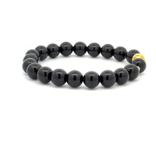 Load image into Gallery viewer, 18K Gold Money Ball Lucky Charm Beads Bracelet Gemstones Obsidian 8mm - Rafant