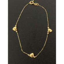 Load image into Gallery viewer, 18K Gold Bracelet 7.5 inches with Heart Charms 1.29 grams