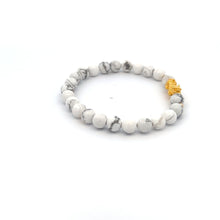 Load image into Gallery viewer, 18K Gold Dragon Pixiu Piyao Lucky Charm Beads Bracelet Gemstones White Howlite 6mm - Rafant