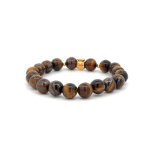 Load image into Gallery viewer, 18K Gold Money Bag Lucky Charm Beads Bracelet Gemstones Tiger's Eye 8mm - Rafant