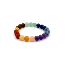 Load image into Gallery viewer, 18K Gold Coin Ball Lucky Charm Bracelet Gemstones Natural Matte Chakra 6mm - Rafant