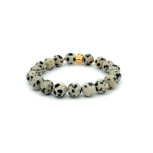 Load image into Gallery viewer, 18K Gold Money Bag Lucky Charm Beads Bracelet Gemstones Dalmatian Jasper 8mm - Rafant