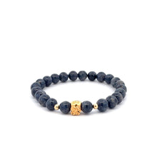 Load image into Gallery viewer, 18K Gold Money Bag Lucky Charm Beads Bracelet Gemstones Sapphire 6mm - Rafant