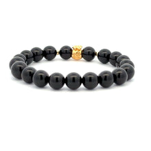 Load image into Gallery viewer, 18K Gold Money Bag Lucky Charm Beads Bracelet Gemstones Obsidian 8mm - Rafant