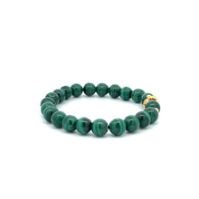Load image into Gallery viewer, 18K Gold Money Bag Lucky Charm Beads Bracelet Gemstones Malachite 7mm - Rafant
