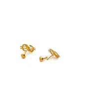 Load image into Gallery viewer, 18K Gold Earrings Stud Screw Type Dollar Sign - Rafant