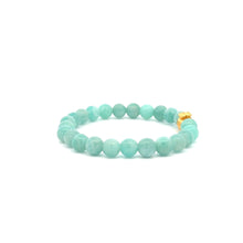 Load image into Gallery viewer, 24K Yellow Gold Money Bag Lucky Bracelet Amazonite Peru Gemstones 6mm - Rafant