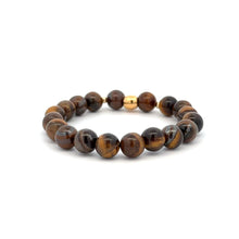 Load image into Gallery viewer, 18K Gold Money Bag Lucky Charm Beads Bracelet Gemstones Tiger's Eye 8mm - Rafant