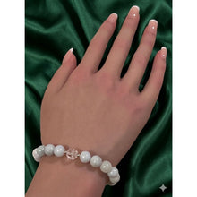 Load image into Gallery viewer, 18K Solid Gold Money Bag Lucky Charm Bracelet - Natural Jade & Clear Quartz Lotus 7.5 - 8mm Gemstone Stretch Bracelet