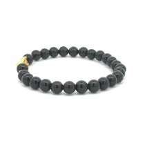 Load image into Gallery viewer, 18K Gold Dragon Pixiu Piyao Lucky Charm Beads Bracelet Gemstones Obsidian 6mm - Rafant