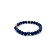 Load image into Gallery viewer, 18K Gold Money Bag Lucky Charm Bracelet Gemstones Lapis Lazuli 6mm - Rafant