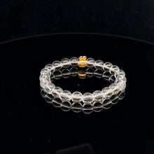 Load image into Gallery viewer, 18K Gold Money Bag Lucky Charm Bracelet Clear Quartz Gemstones 6mm - Rafant