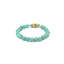 Load image into Gallery viewer, 18K Gold Money Bag Lucky Charm Beads Bracelet Gemstones Amazonite Peru 6mm - Rafant