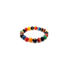 Load image into Gallery viewer, 18K Gold Money Coin Ball Lucky Bracelet Gemstones Agate Multicolor 8mm - Rafant