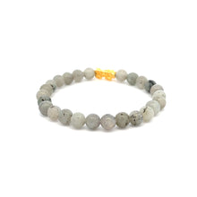 Load image into Gallery viewer, 18K Gold Pixiu Piyao Bracelet Elastic Natural Gemstones Labradorite 6mm - Rafant
