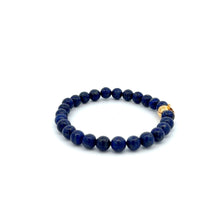 Load image into Gallery viewer, 18K Gold Money Bag Lucky Charm Bracelet Gemstones Lapis Lazuli 6mm - Rafant