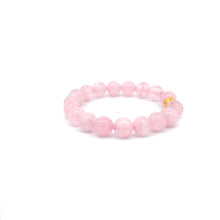Load image into Gallery viewer, 18K Gold Money Bag Lucky Charm Beads Bracelet Gemstones Rose Quartz 8mm - Rafant