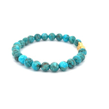 Load image into Gallery viewer, 18K Gold Dragon Pixiu Piyao Lucky Charm Beads Bracelet Gemstones Turquoise 6mm - Rafant