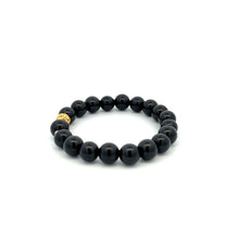 Load image into Gallery viewer, 18K Gold Money Ball Lucky Bracelet Beads Gemstones Black Tourmaline 8mm - Rafant