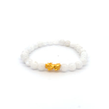 Load image into Gallery viewer, 18K Gold Pixiu Piyao Bracelet Natural Gemstones Moonstone 6mm Elastic Bracelet - Rafant
