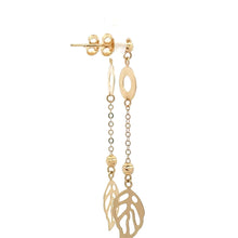 Load image into Gallery viewer, 18K Gold Earrings Dangle Drop Leaf Circle 2.48 grams - Rafant