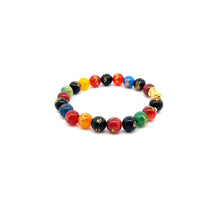 Load image into Gallery viewer, 18K Gold Dragon Pixiu Piyao Lucky Charm Beads Bracelet Gemstones Agate Multicolor 8mm - Rafant