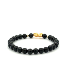 Load image into Gallery viewer, 18K Gold Dragon Pixiu Piyao Lucky Charm Beads Bracelet Gemstones Obsidian 6mm - Rafant