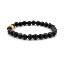 Load image into Gallery viewer, 18K Gold Money Ball Lucky Charm Beads Bracelet Gemstones Obsidian 6mm - Rafant