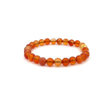 Load image into Gallery viewer, 18K Gold Money Ball Lucky Charm Beads Bracelet Gemstones Carnelian 6mm - Rafant