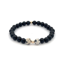 Load image into Gallery viewer, Natural Dalmatian Jasper 14K Solid Gold Bead Stretch Bracelet Choose Your Style