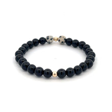 Load image into Gallery viewer, Natural Dalmatian Jasper 14K Solid Gold Bead Stretch Bracelet Choose Your Style