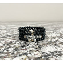 Load image into Gallery viewer, Natural Dalmatian Jasper 14K Solid Gold Bead Stretch Bracelet Choose Your Style
