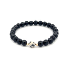 Load image into Gallery viewer, Natural Dalmatian Jasper 14K Solid Gold Bead Stretch Bracelet Choose Your Style