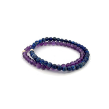 Load image into Gallery viewer, Lapis Lazuli & Amethyst Gemstone Stretch Bracelet with 14K Gold Accent Bead Handmade