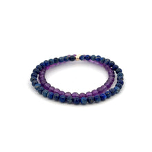 Load image into Gallery viewer, Lapis Lazuli & Amethyst Gemstone Stretch Bracelet with 14K Gold Accent Bead Handmade