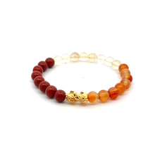 Load image into Gallery viewer, 18K Gold Dragon Pixiu Piyao Lucky Charm Bracelet Zodiac Signs Aries Gemstones 6mm - Rafant