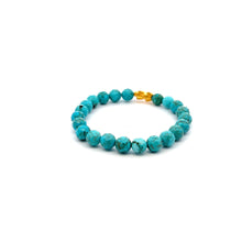 Load image into Gallery viewer, 24K Gold Piyao Pixiu Lucky Charm Bracelet Gemstones Dyed Howlite 8mm S6.75" - Rafant
