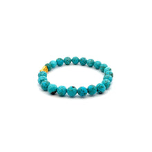 Load image into Gallery viewer, 24K Gold Piyao Pixiu Lucky Charm Bracelet Gemstones Dyed Howlite 8mm S6.75" - Rafant