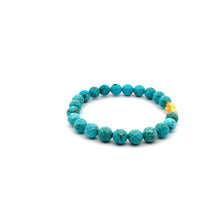 Load image into Gallery viewer, 24K Gold Piyao Pixiu Lucky Charm Bracelet Gemstones Dyed Howlite 8mm S6.75" - Rafant