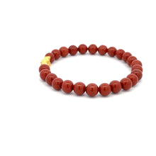 Load image into Gallery viewer, 18K Gold Pixiu Piyao Bracelet Natural Gemstones Red Jasper 6mm Elastic Bracelet - Rafant
