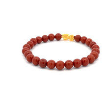 Load image into Gallery viewer, 18K Gold Pixiu Piyao Bracelet Natural Gemstones Red Jasper 6mm Elastic Bracelet - Rafant