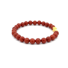 Load image into Gallery viewer, 18K Gold Pixiu Piyao Bracelet Natural Gemstones Red Jasper 6mm Elastic Bracelet - Rafant