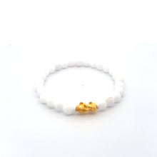Load image into Gallery viewer, 18K Gold Pixiu Piyao Lucky Charm Bracelet Natural White Jade Gemstones 6mm - Rafant