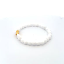 Load image into Gallery viewer, 18K Gold Pixiu Piyao Lucky Charm Bracelet Natural White Jade Gemstones 6mm - Rafant